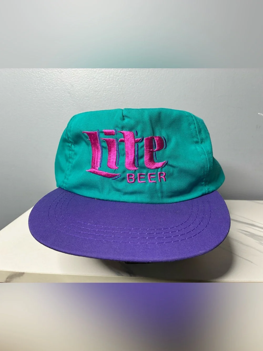 Embroidered Green & Purple Snapback Hat